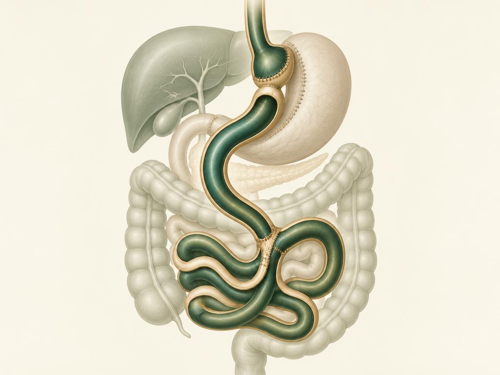 Anatomical illustration of Roux-en-Y gastric bypass anatomy